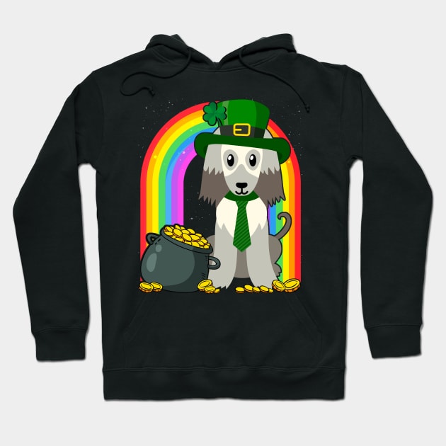 Afghan Hound Rainbow Irish Clover St Patrick Day Dog Gift design Hoodie by theodoros20